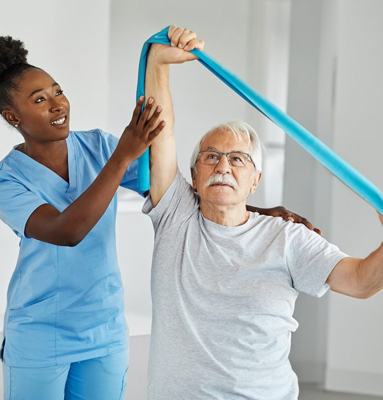 caregiver helping with exercises caregiver helping with exercises