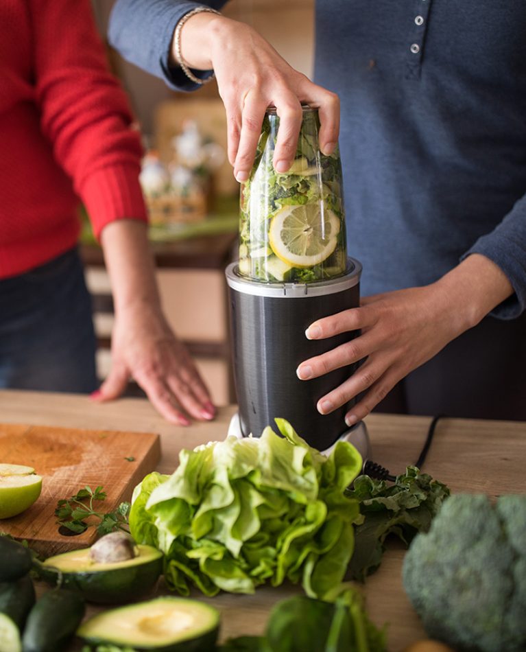 caregiver making smoothie-sm